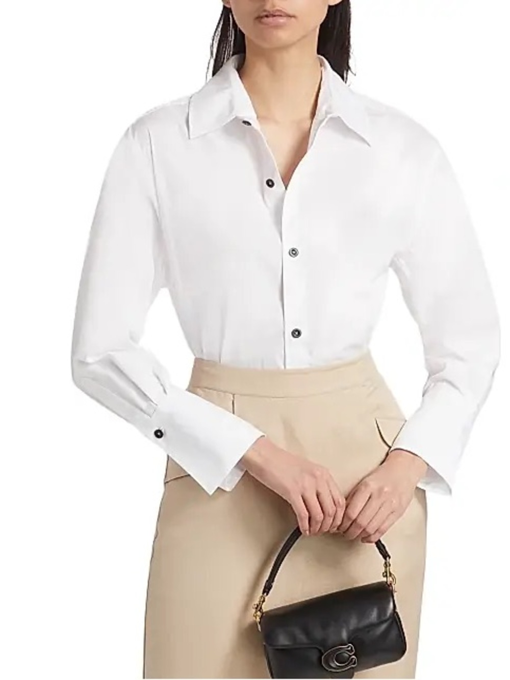 If Only Studio White Button Down Long Shirt Size S NWT
